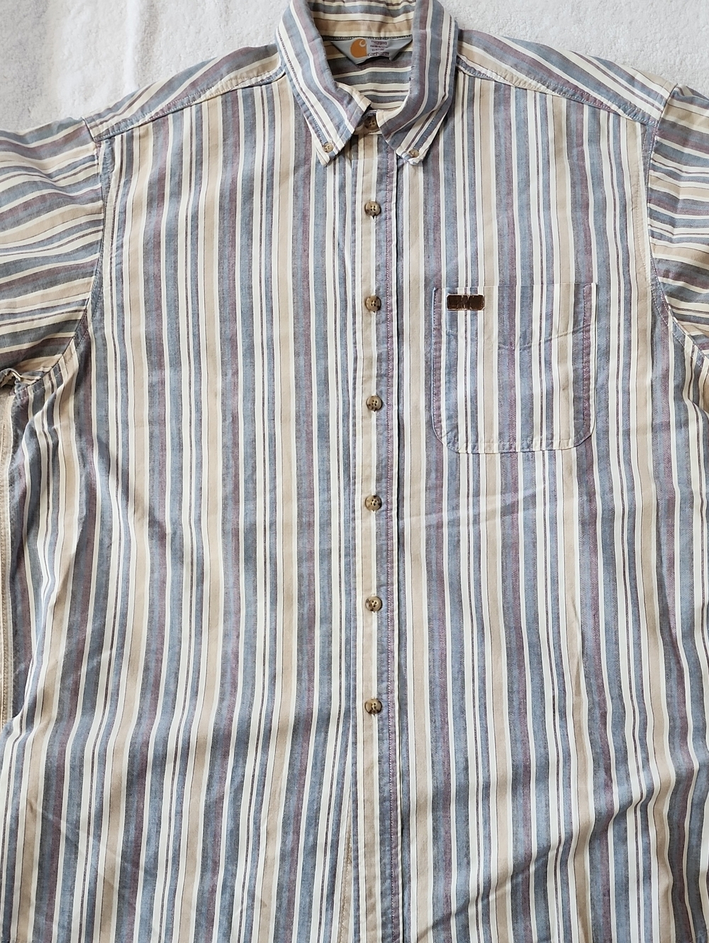 Carhartt Men's Vintage Striped Cotton Shirt Sleeve Shirt Size XL Preowned